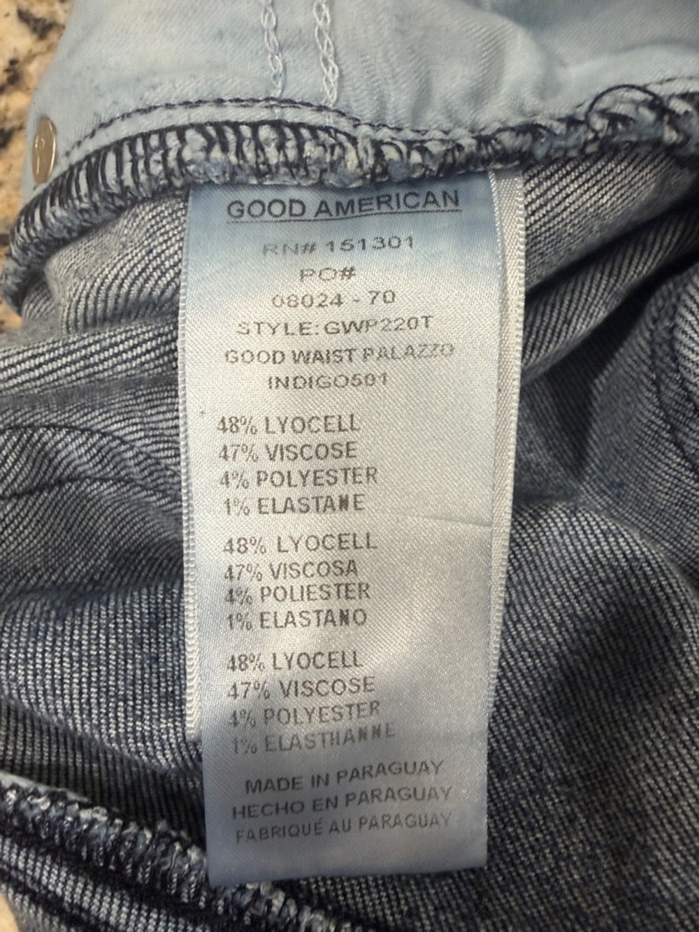 EUC High-Rise Good American Good Waist Palazzo Wide Leg Jean - Picture 6 of 6